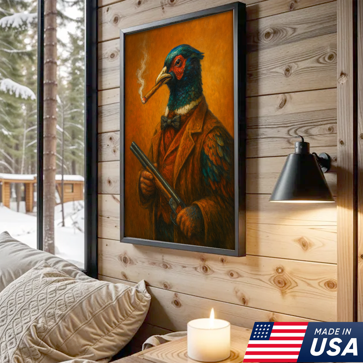 Pheasant Hunter Canvas Wall Art – Funny Hunting Gift for Men, Upland Game Bird Hunters & Lodge Decor