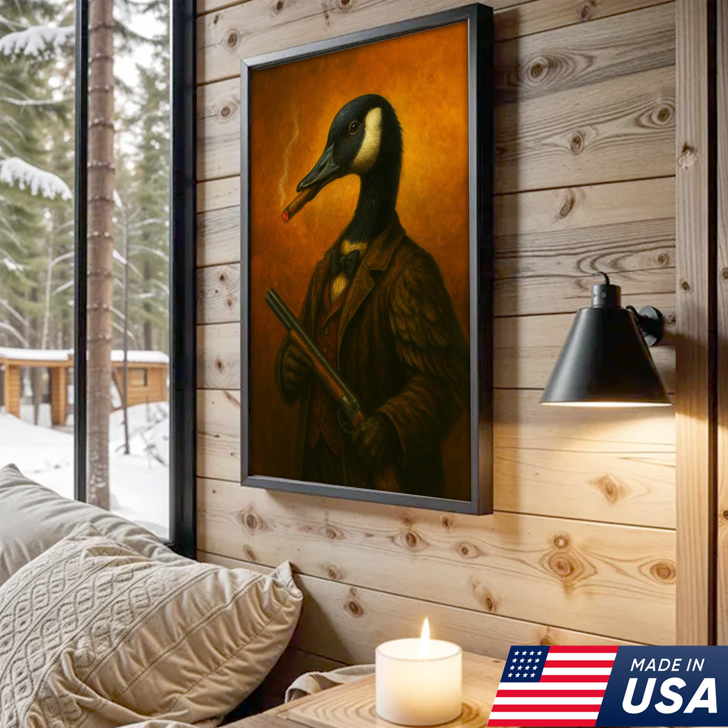 Goose Hunter Canvas Wall Art – Funny Canada Goose Hunting Gift for Men, Lodge & Man Cave Decor