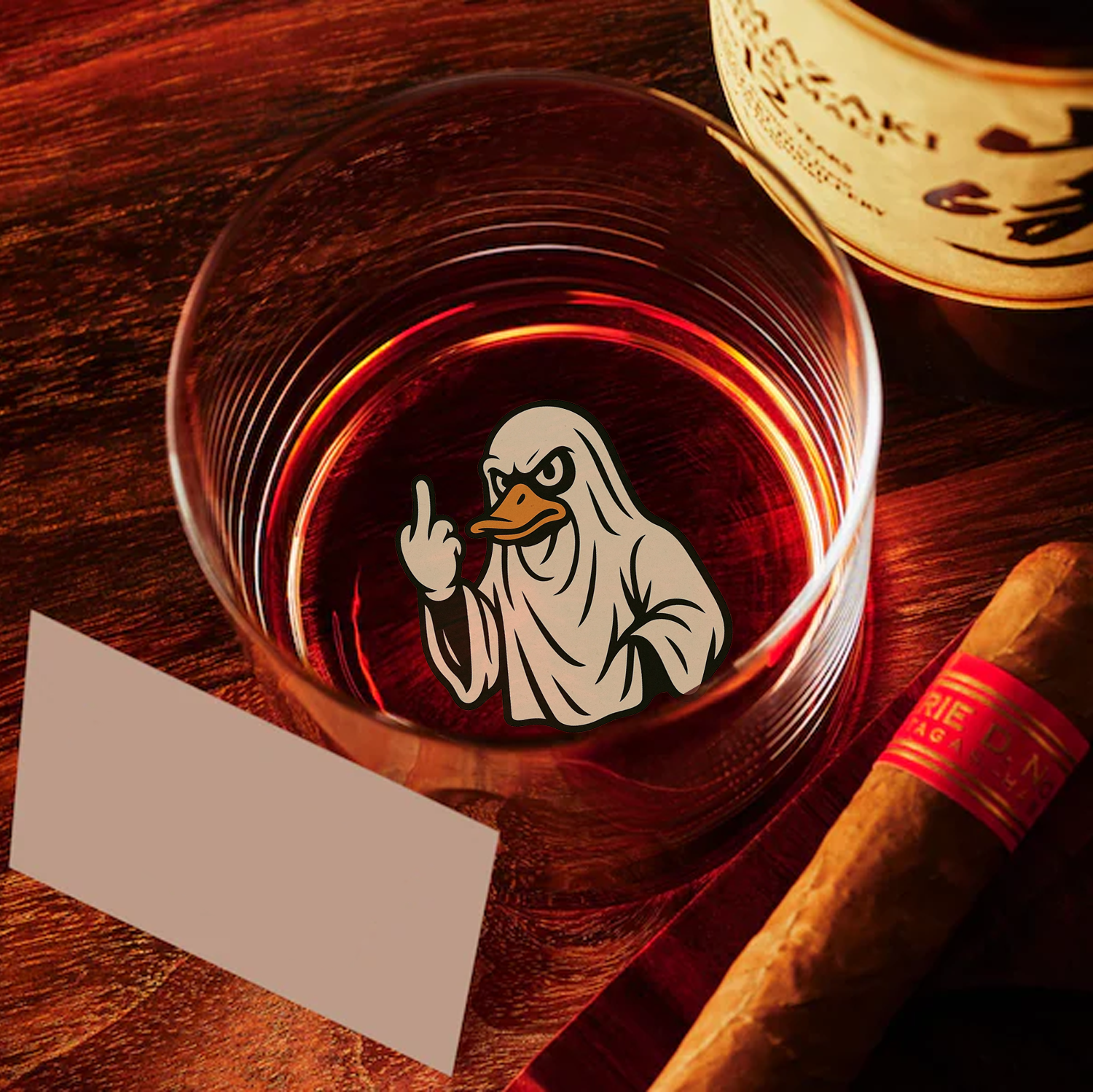 Funny Duck Halloween Whiskey Glass – Unique Drinking Gift for Hunters, Men, and Whiskey Lovers
