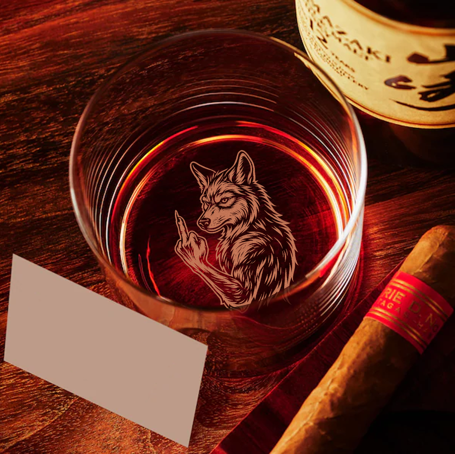 Wolf Fuckin' Engraved Whiskey Glass, Custom Rocks Glass 2025, Funny Gift for Hunters & Outdoorsmen