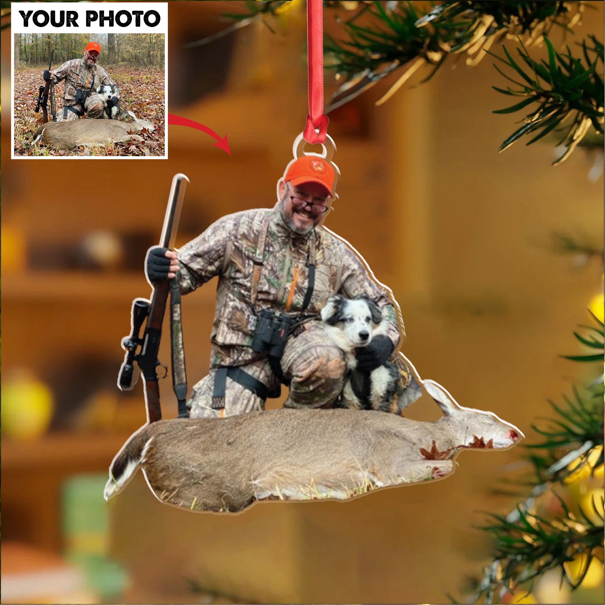 Personalized Hunting Acrylic Christmas Ornament – Custom Photo Gift for Hunters & Outdoor Lovers