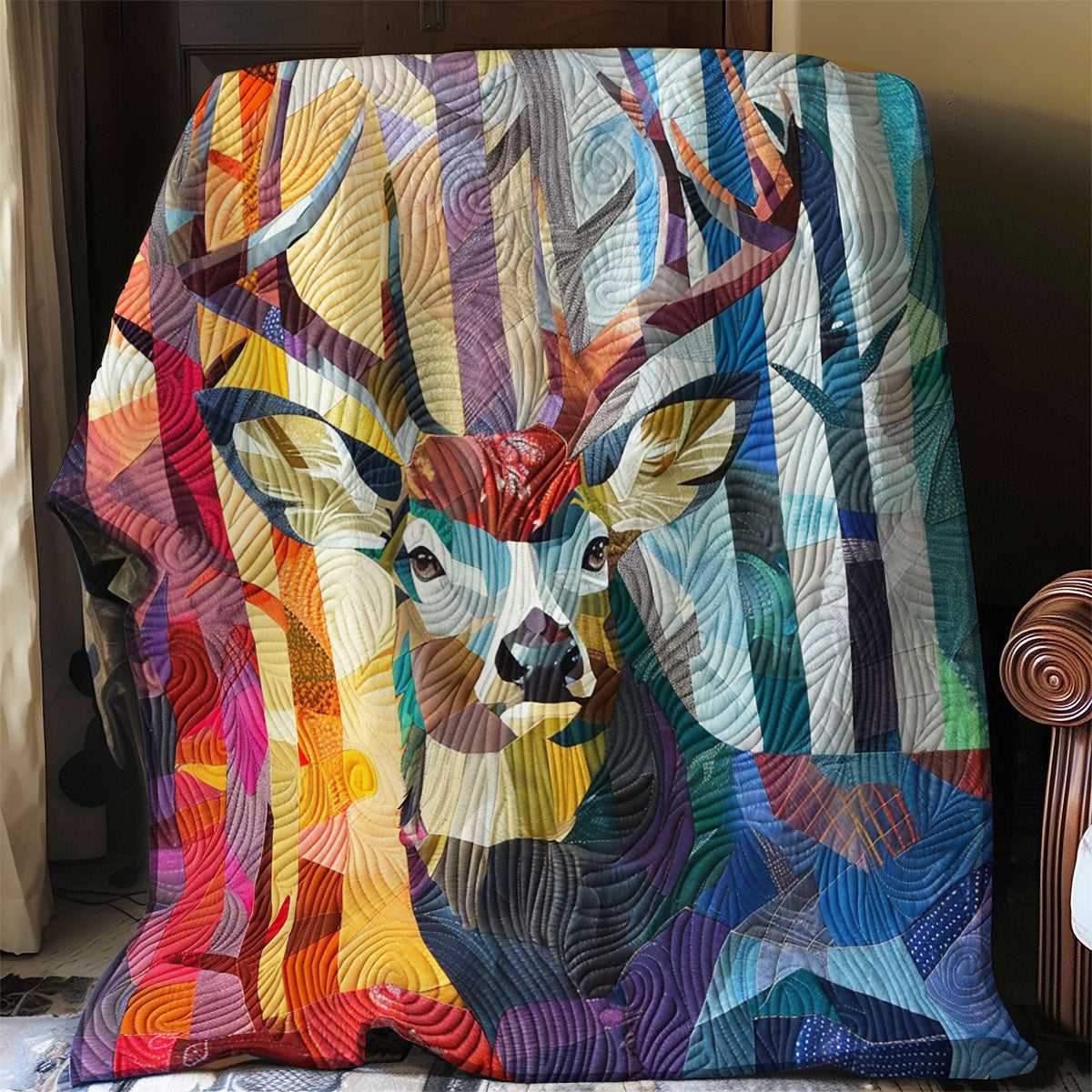 Deer Colorful Quilt Blanket