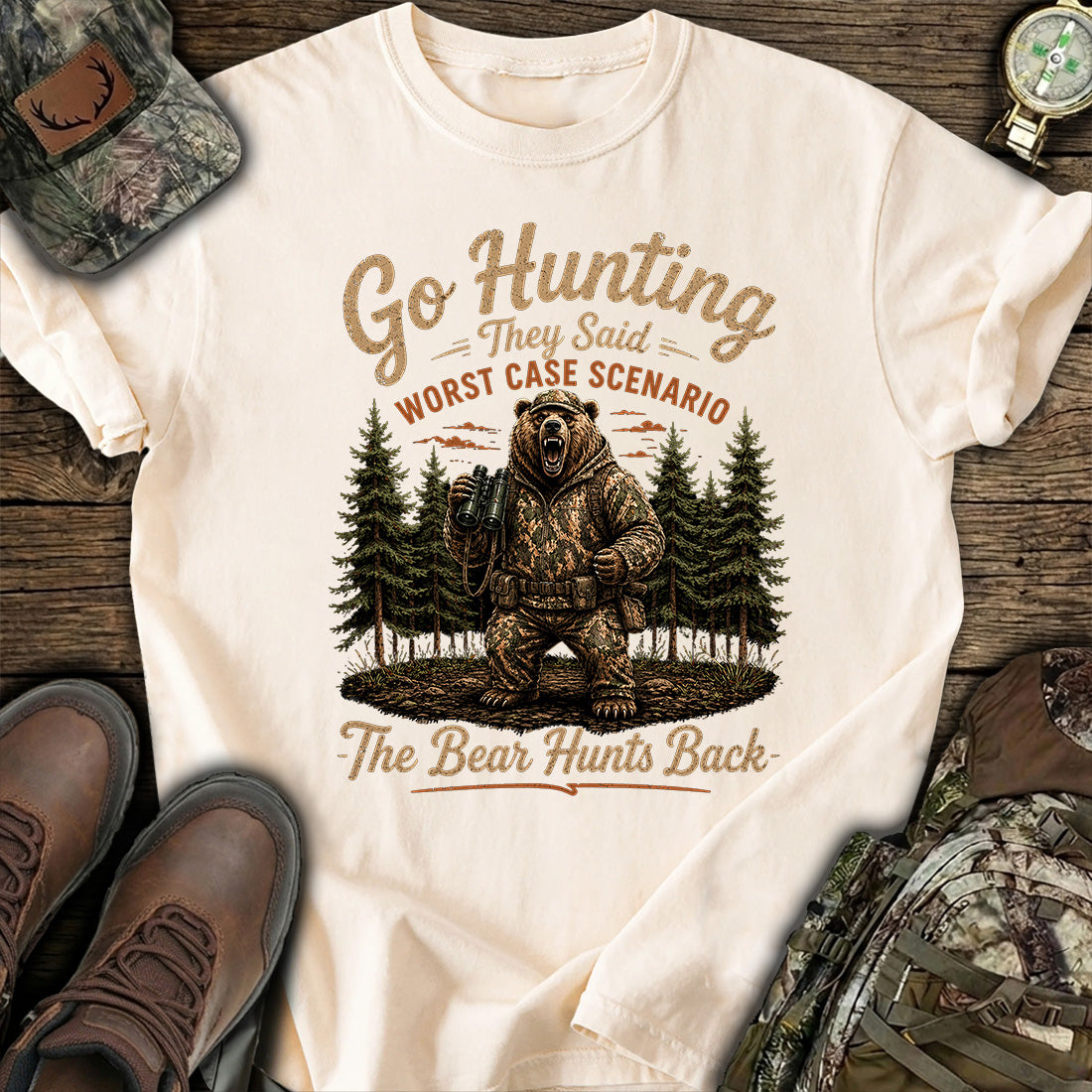 Bear Hunts Back Hunting T-Shirt