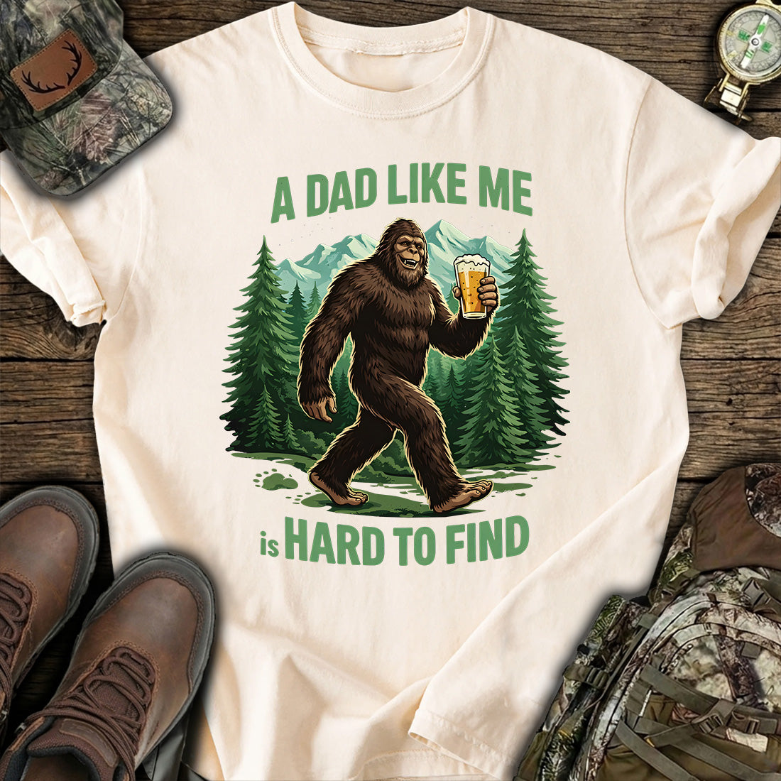 Funny Bigfoot Beer Dad T-Shirt