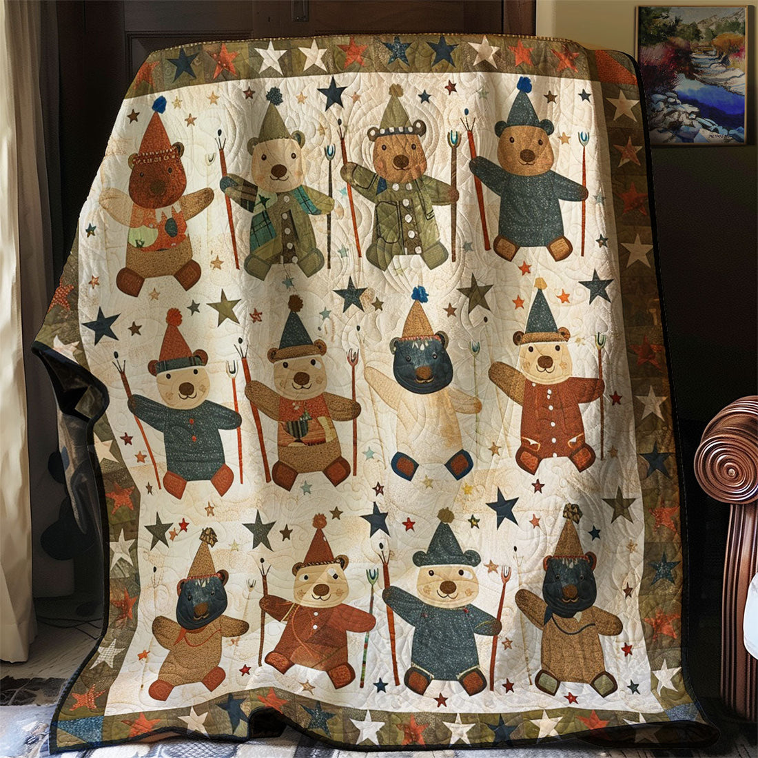 Charming Bear Quiet Moments Quilt Blanket