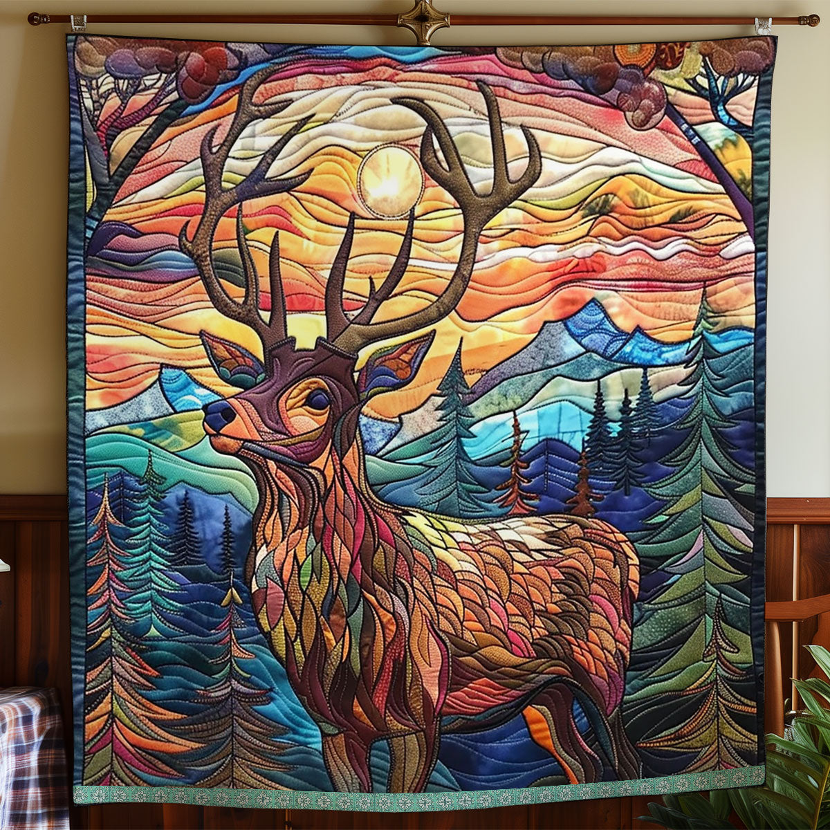 Autumn Breeze Deer Quilt Blanket