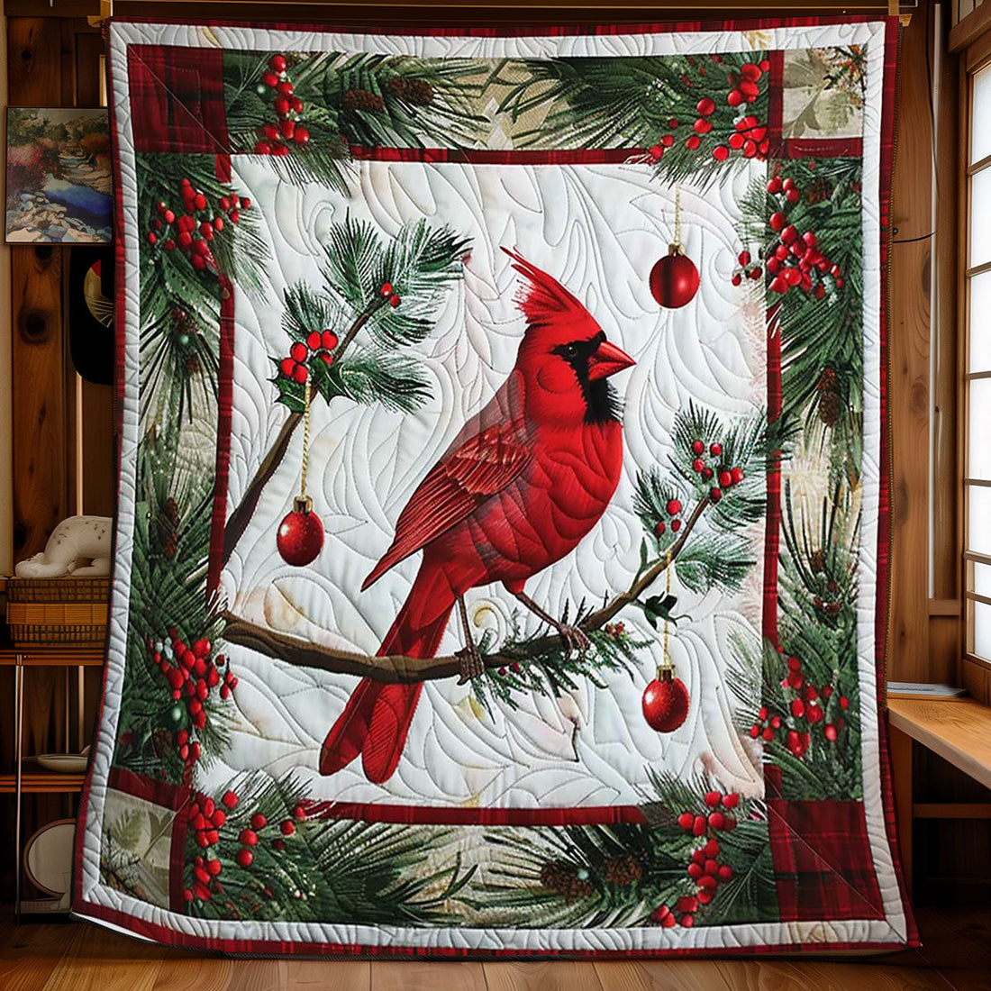 Cardinal Joyful Noel Quilt Blanket