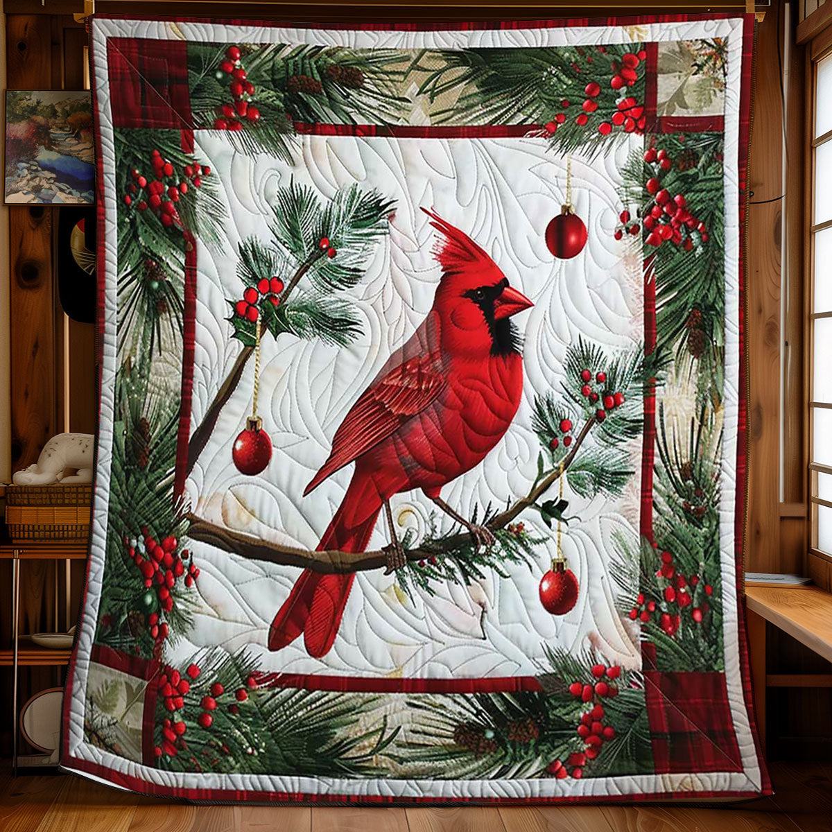 Cardinal Joyful Noel Quilt Blanket