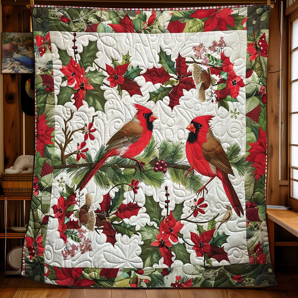 Cardinal Noel Holiday Cheer Quilt Blanket