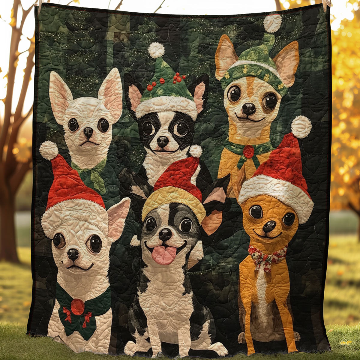 Christmas Chihuahua Quilt Blanket