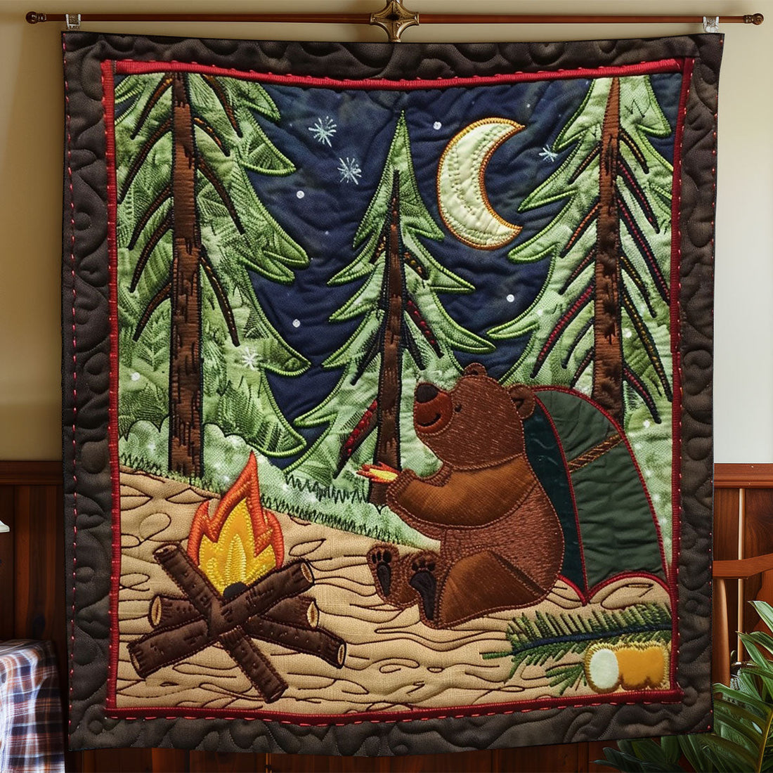 Bear Camping Woodland Comfort Quilt Blanket