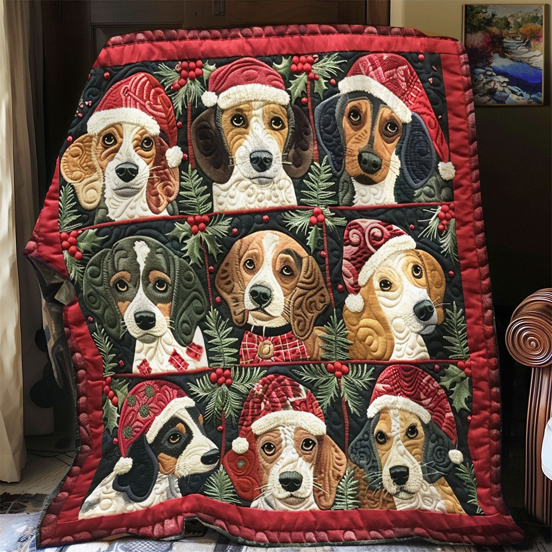Beagles Santa Claus Quilt Blanket