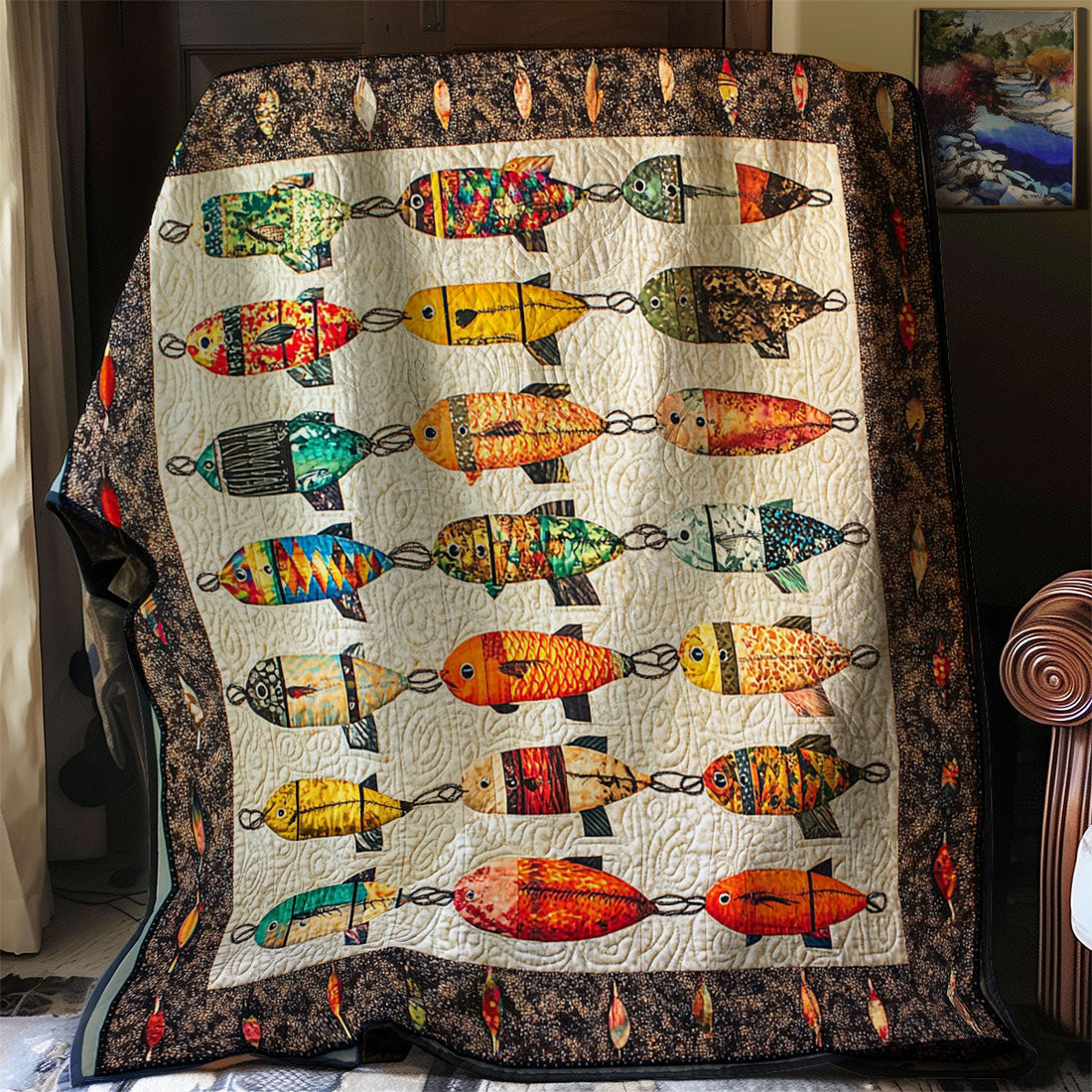 Fishing Lures Quilt Blanket