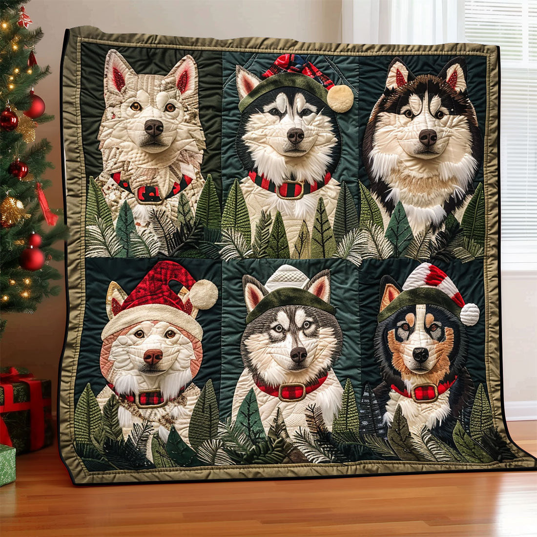 Christmas Husky Quilt Blanket
