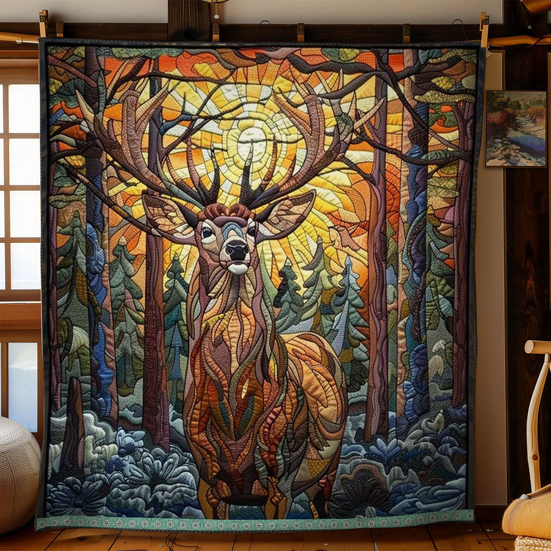 Autumn Glow Deer Quilt Blanket