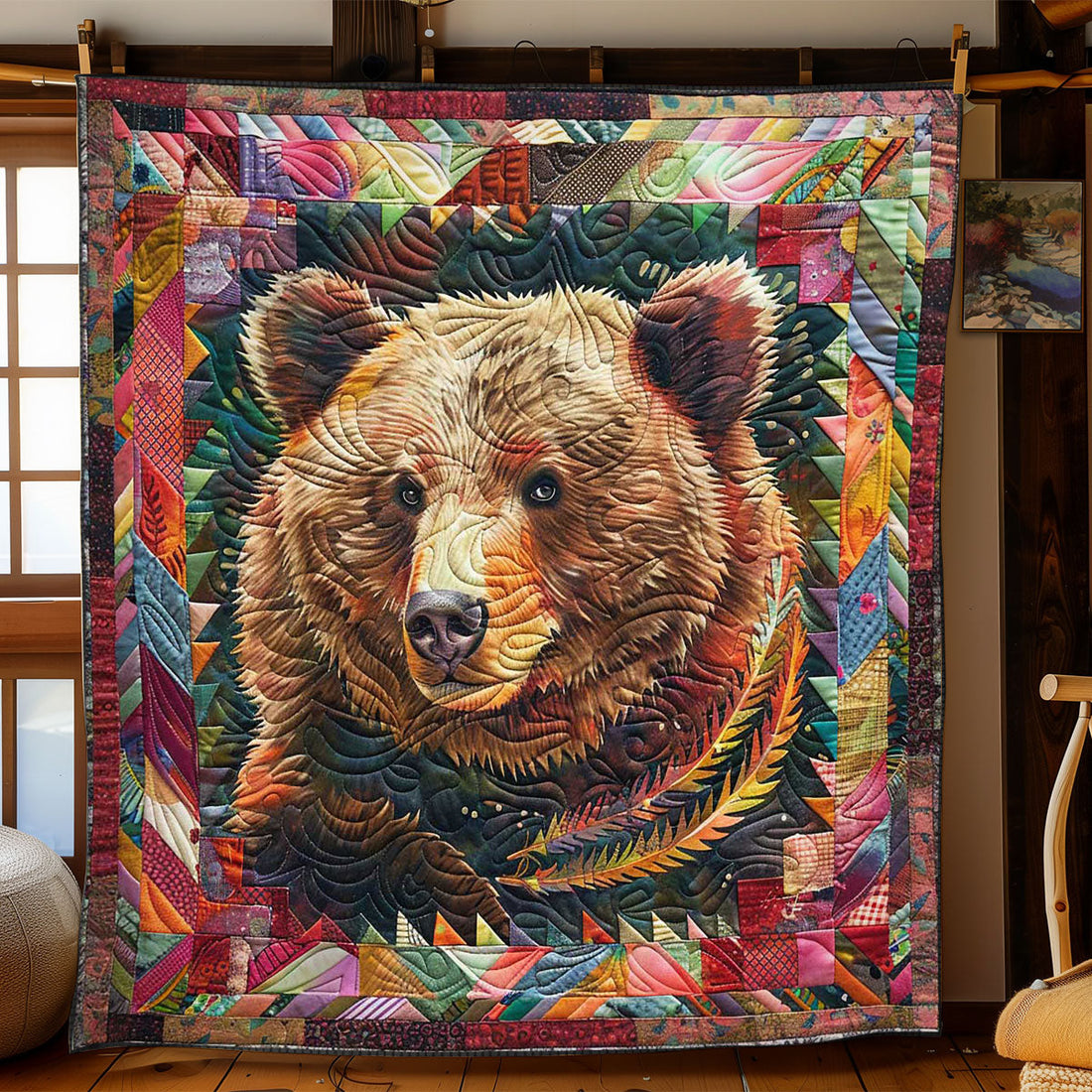 Bear’s Feathered Nest Quilt Blanket