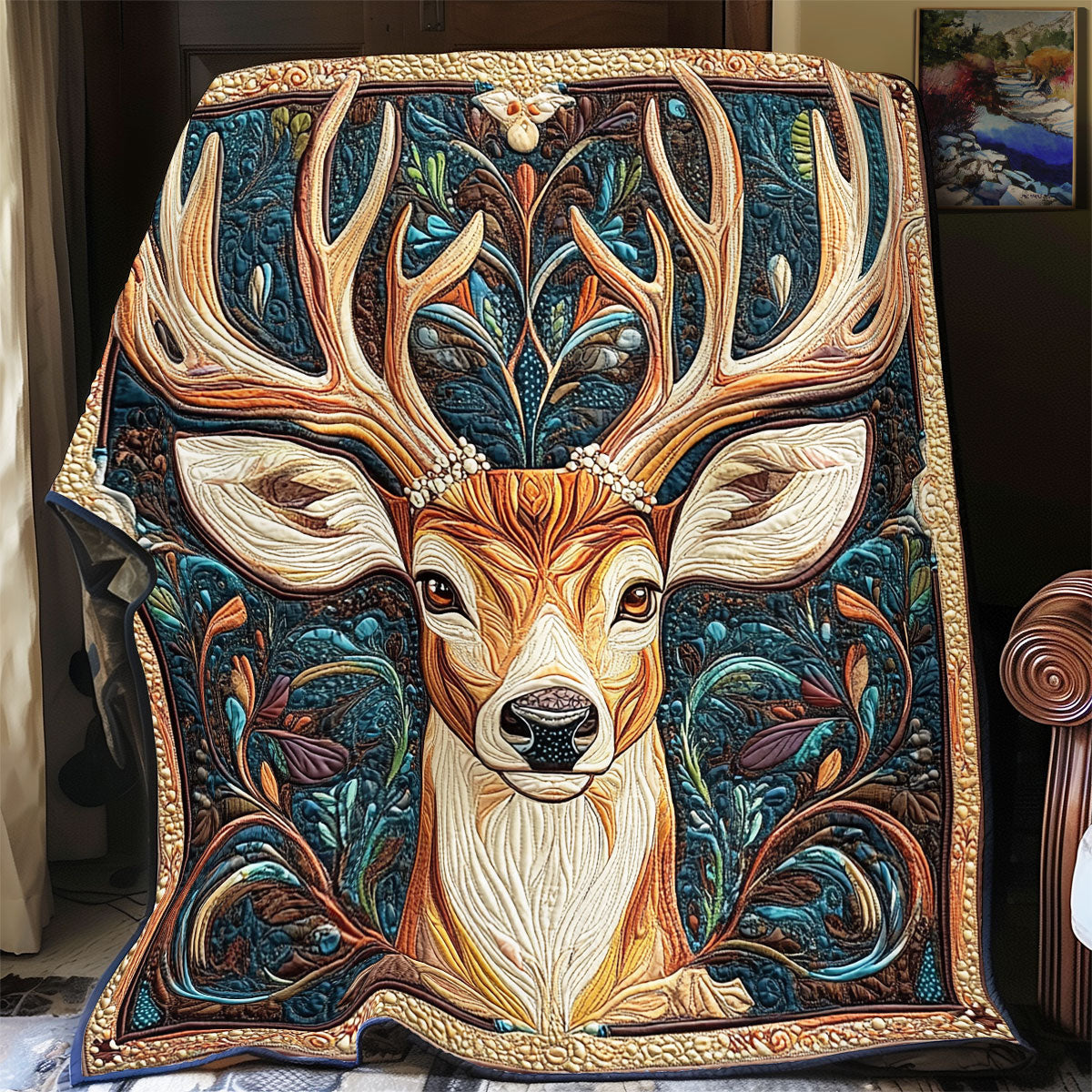 Majestic Deer Woodland Retreat Quilt Blanket