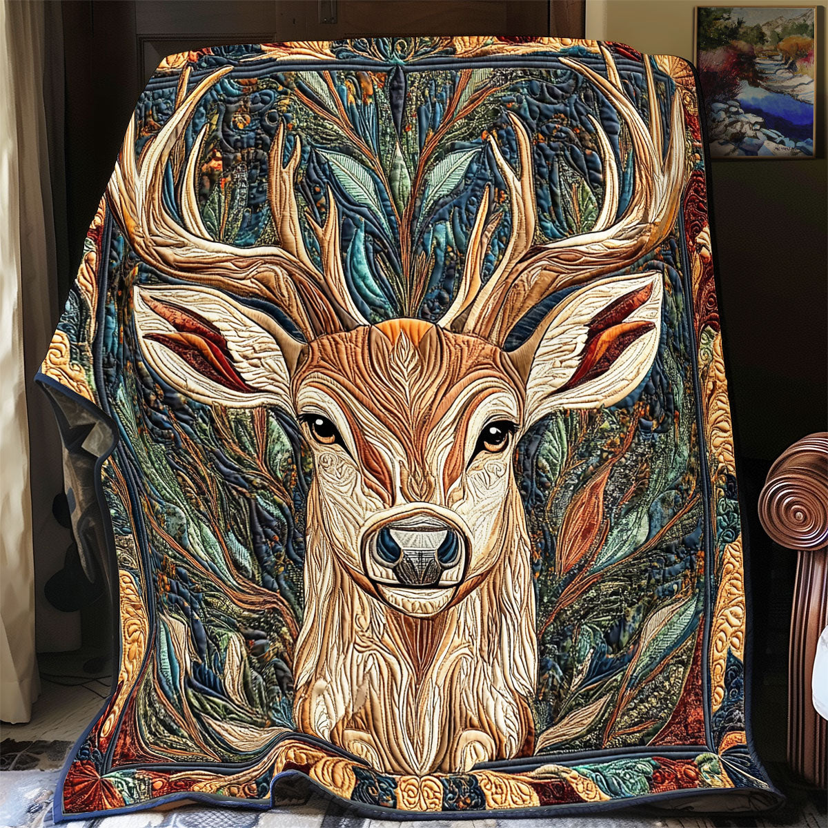 Majestic Deer Cabin Charm Quilt Blanket