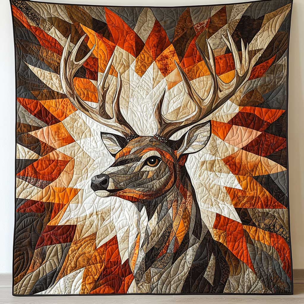 Native Stag Aura Quilt Blanket