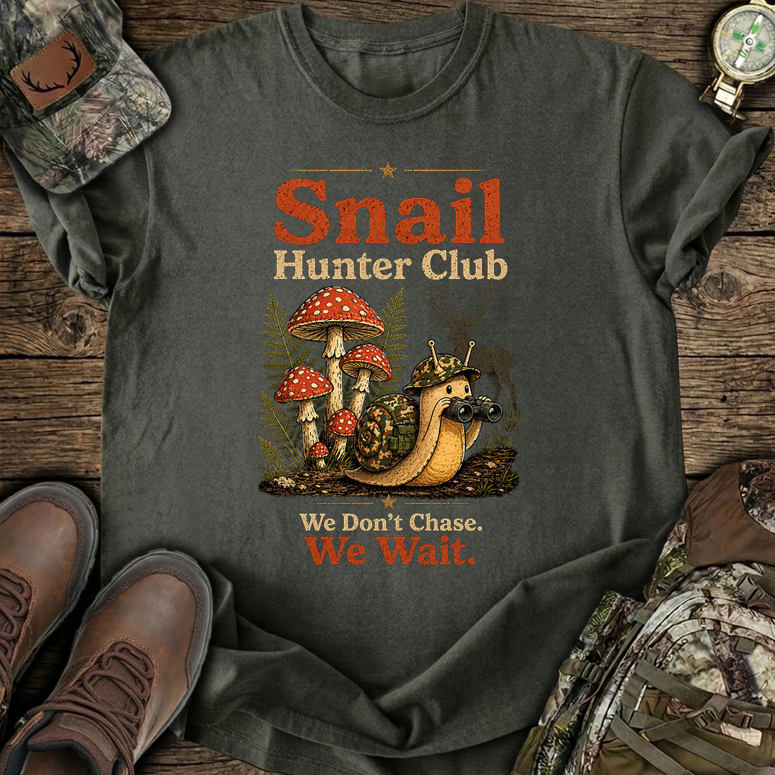 Snail Hunter Club Funny Hunting T-Shirt