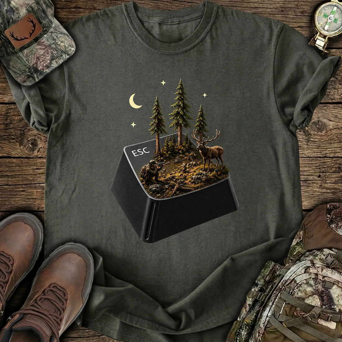 ESC Key Hunting Scene Hunter T-Shirt