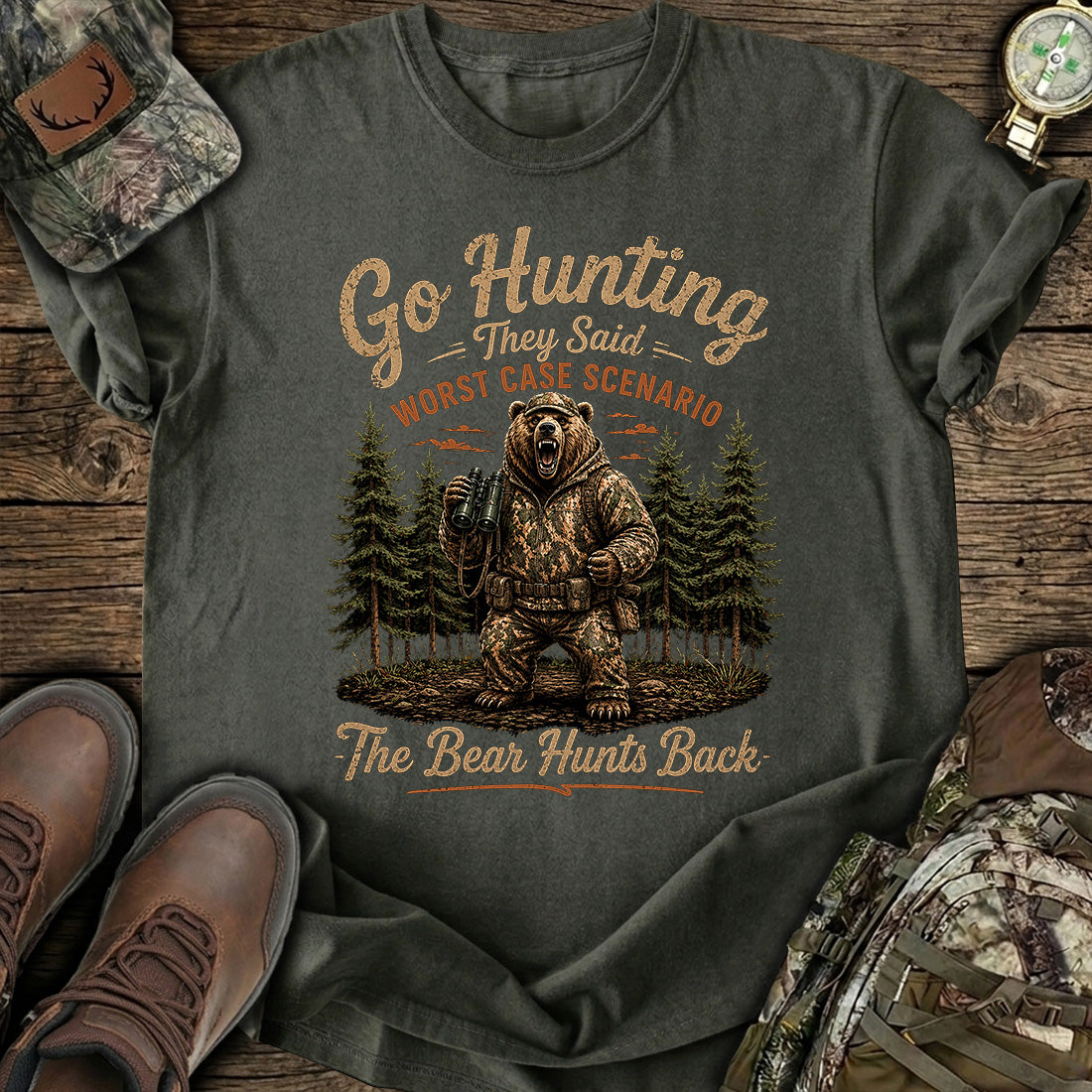 Bear Hunts Back Hunting T-Shirt