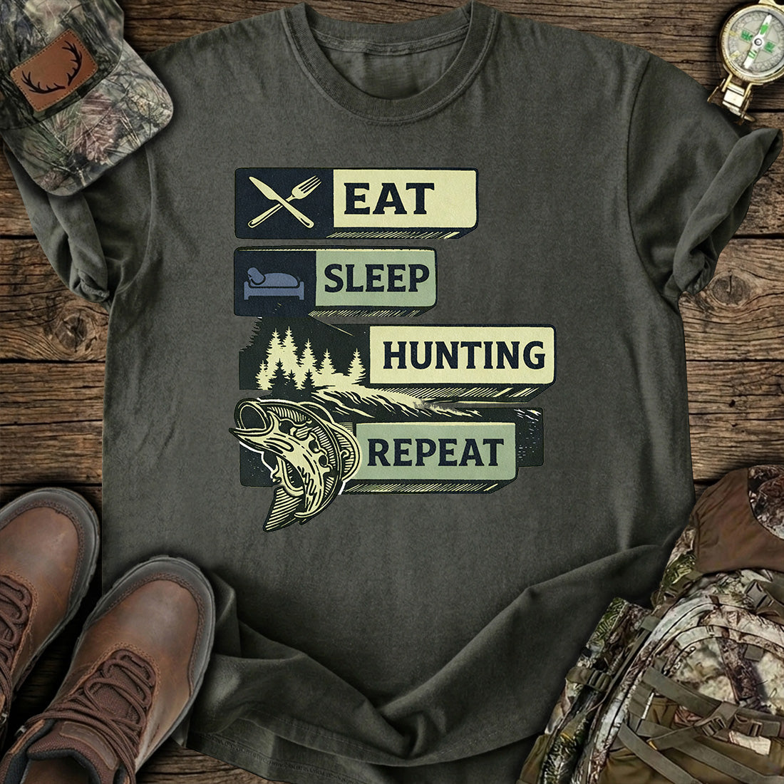 Eat Sleep Hunting Repeat T-Shirt