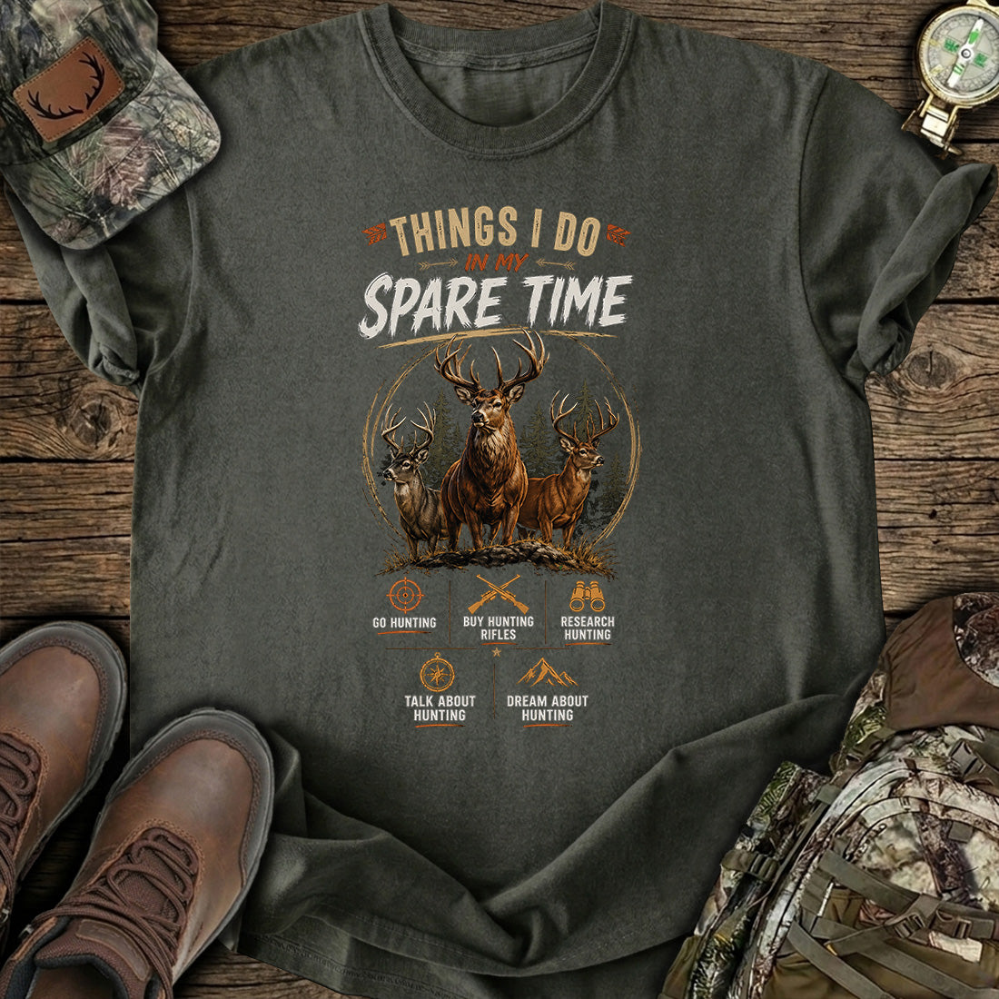 Hunting Spare Time Funny T-Shirt
