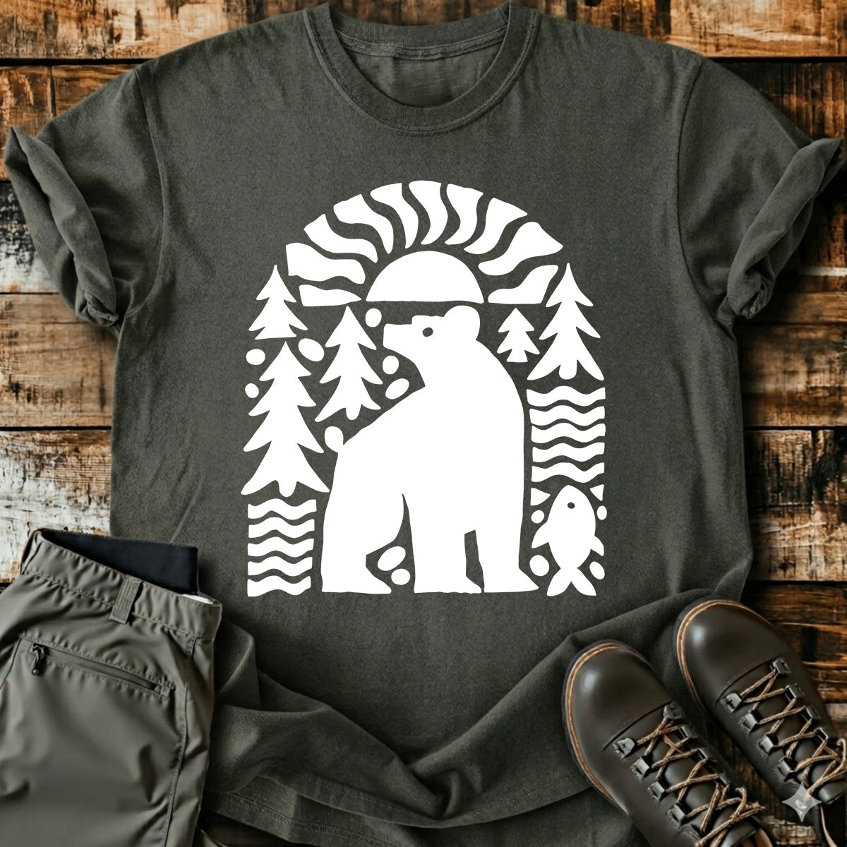 Bear Forest Lake Sunset T-Shirt