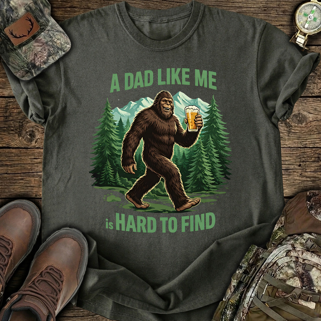 Funny Bigfoot Beer Dad T-Shirt