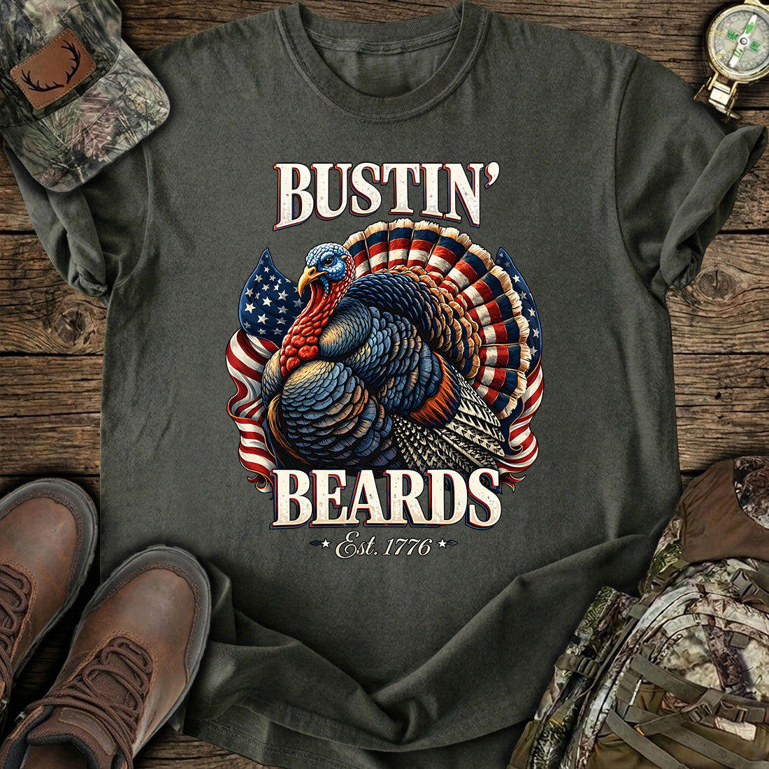 Turkey Hunting Bustin Beards T-Shirt