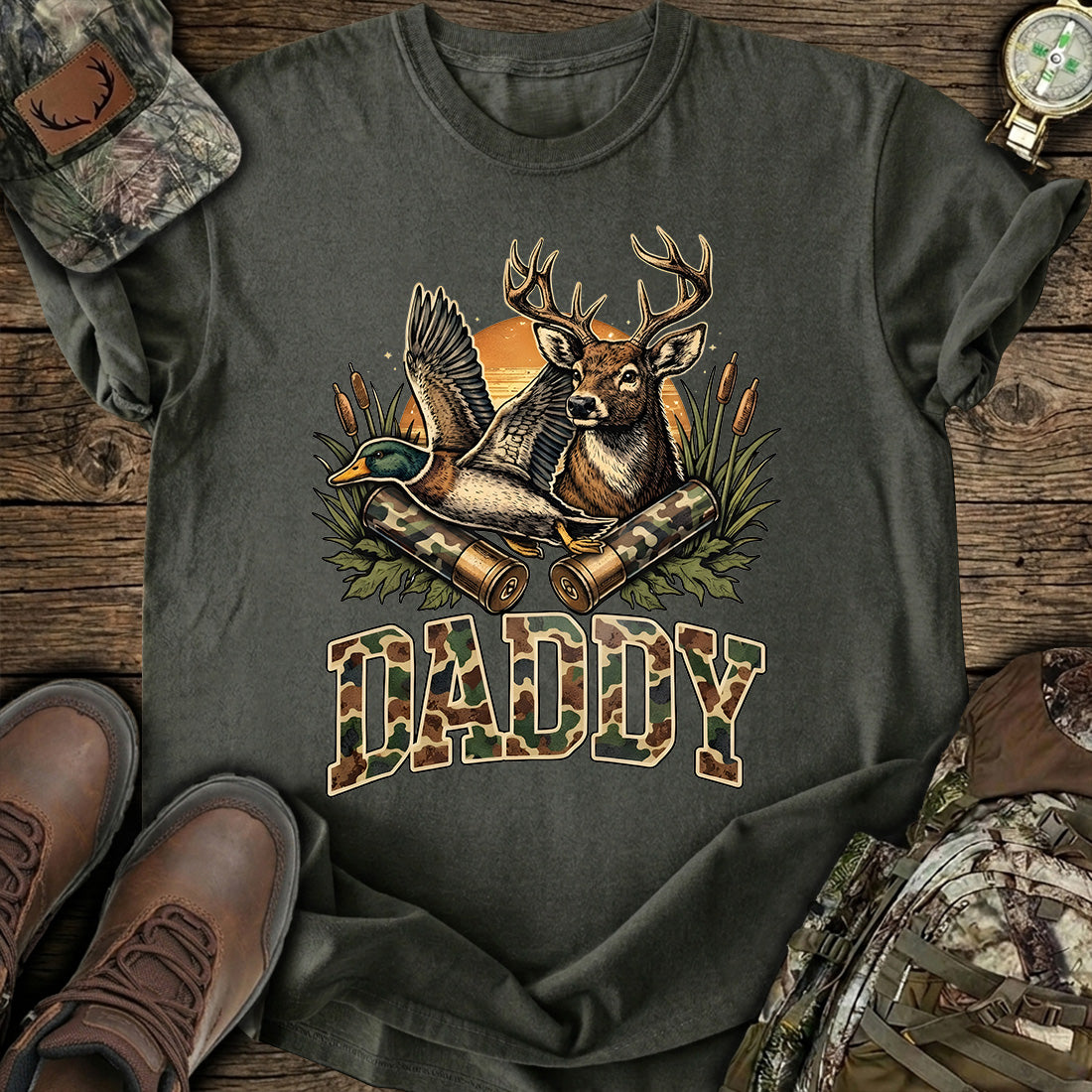 Hunting Daddy Deer Duck T-Shirt