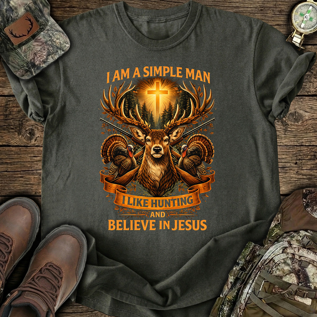 Hunting Jesus Simple Man T-Shirt