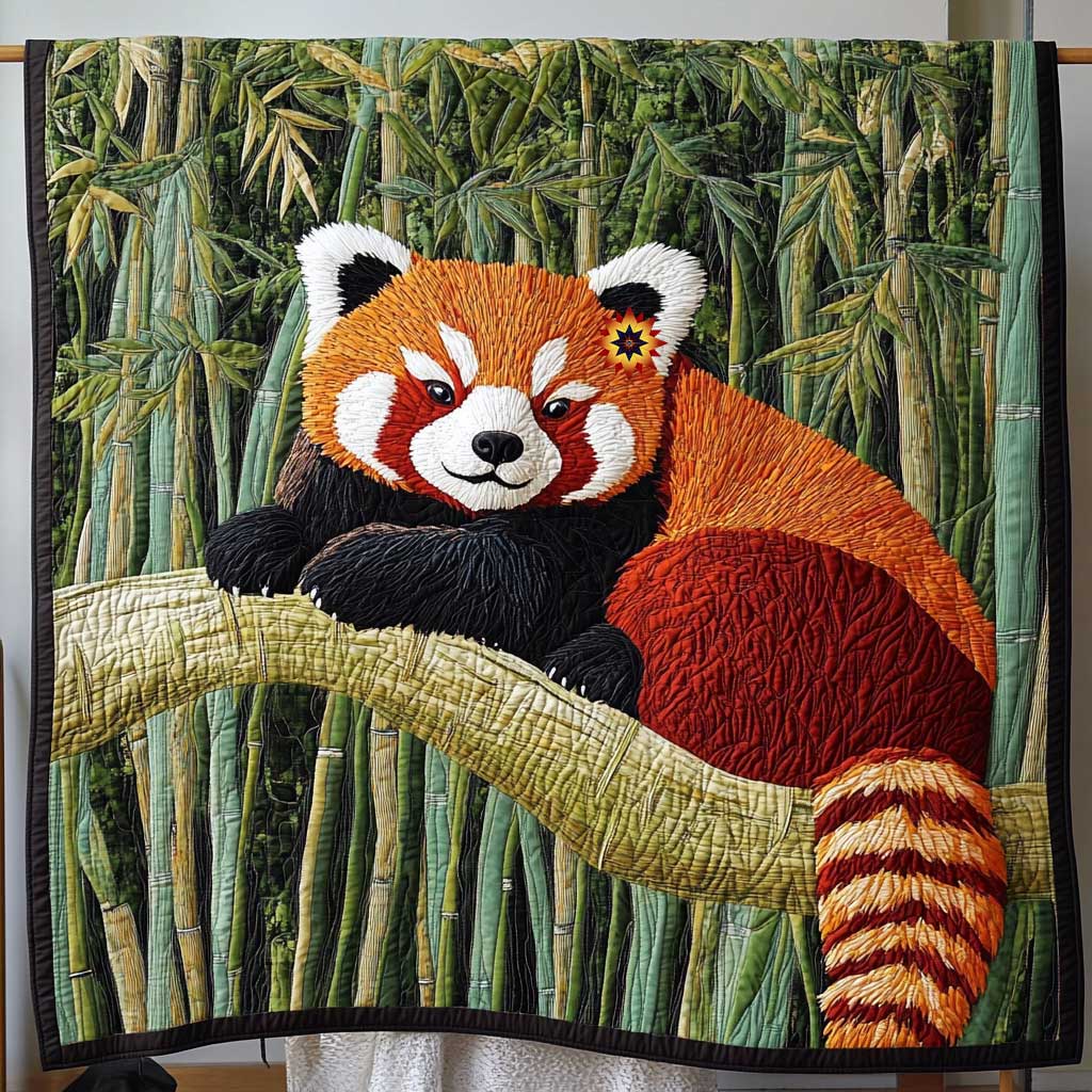 Red Panda Bamboo Forest Quilt Blanket