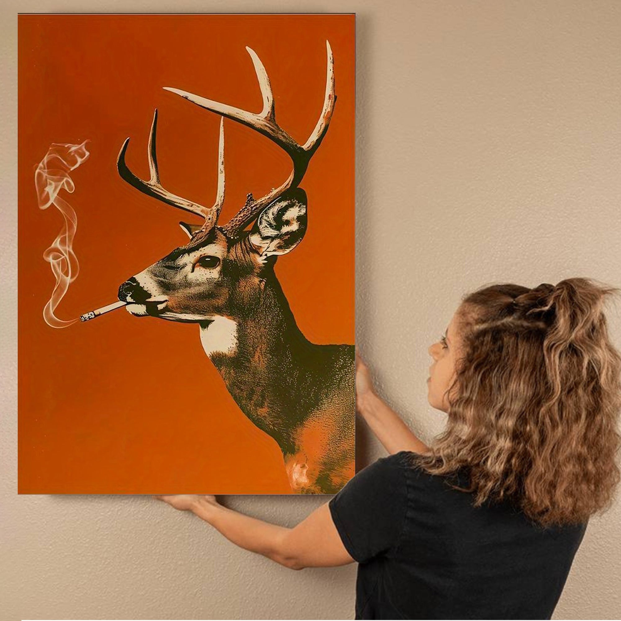 Smoking Buck Deer Canvas – Funny Hunting Wall Art for Man Caves - Gift for Hunters & Redneck Vibes