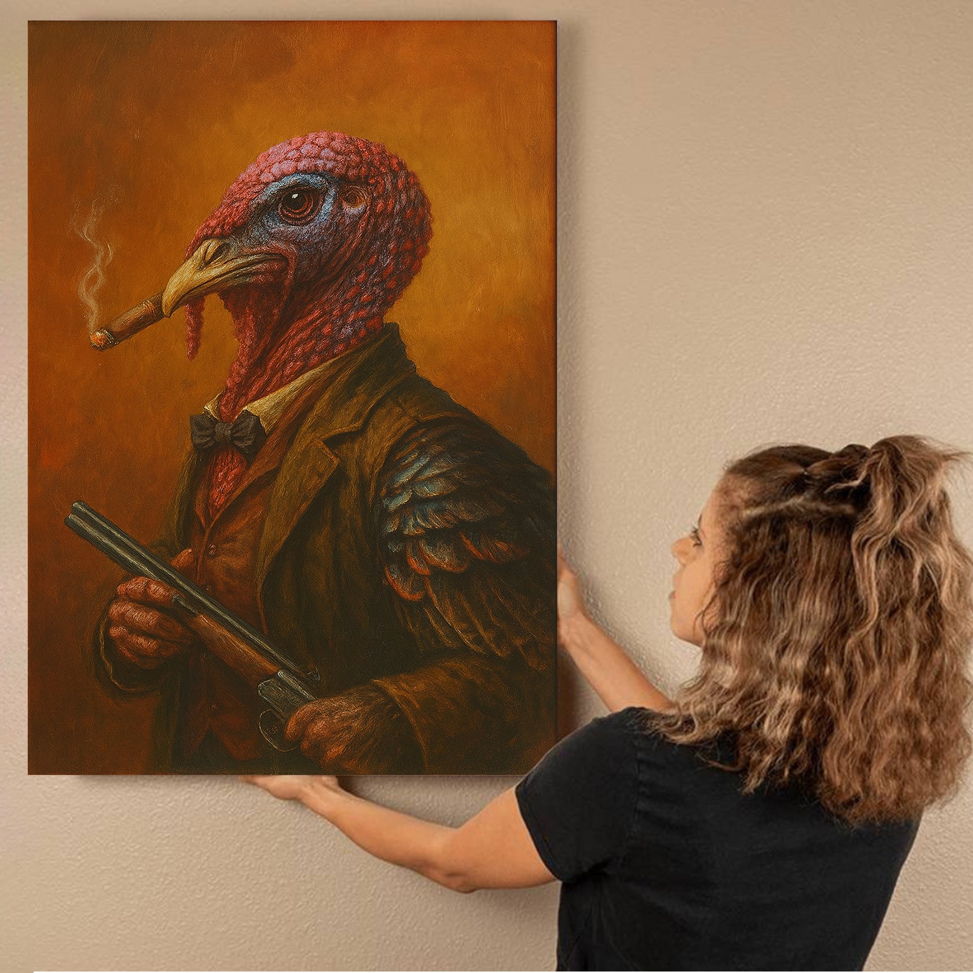 Turkey Smoking Canvas – Unique Hunting Lodge or Man Cave Decor