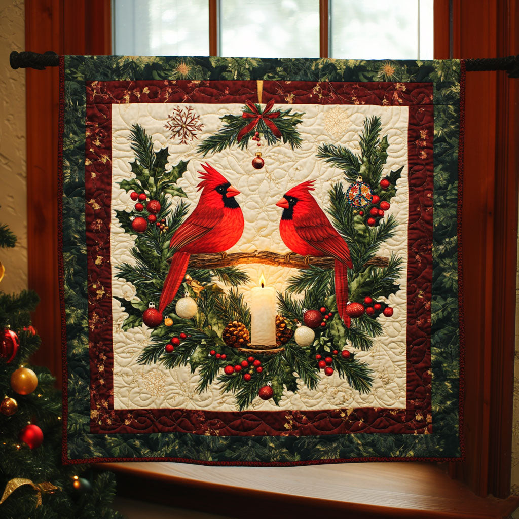 Christmas Cardinal Bird Quilt Blanket