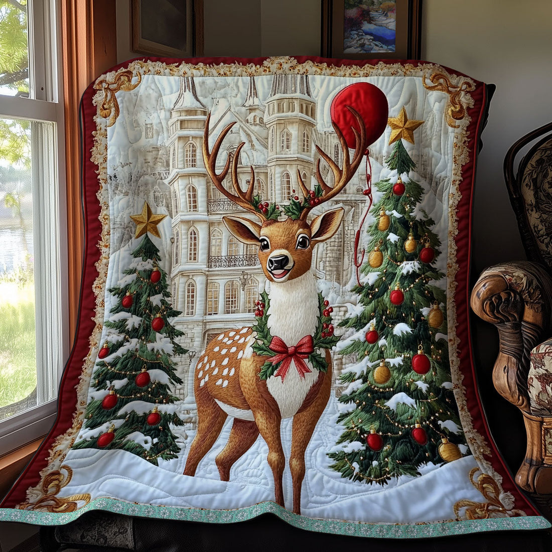 Christmas Reindeer Quiet Moments Quilt Blanket