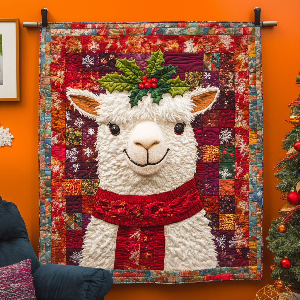 Christmas Alpaca Holiday Cheer Quilt Blanket