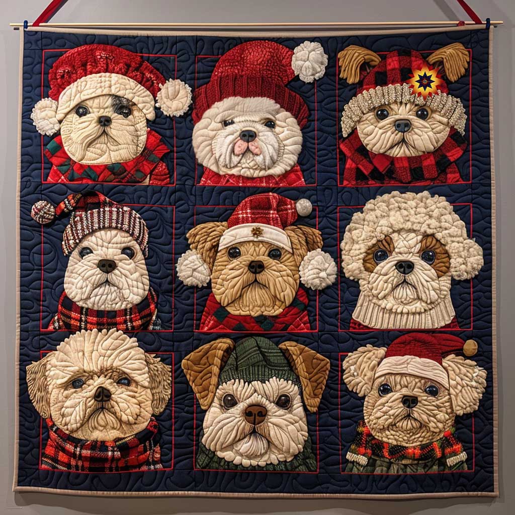 Christmas Eve Shih Tzu Quilt Blanket