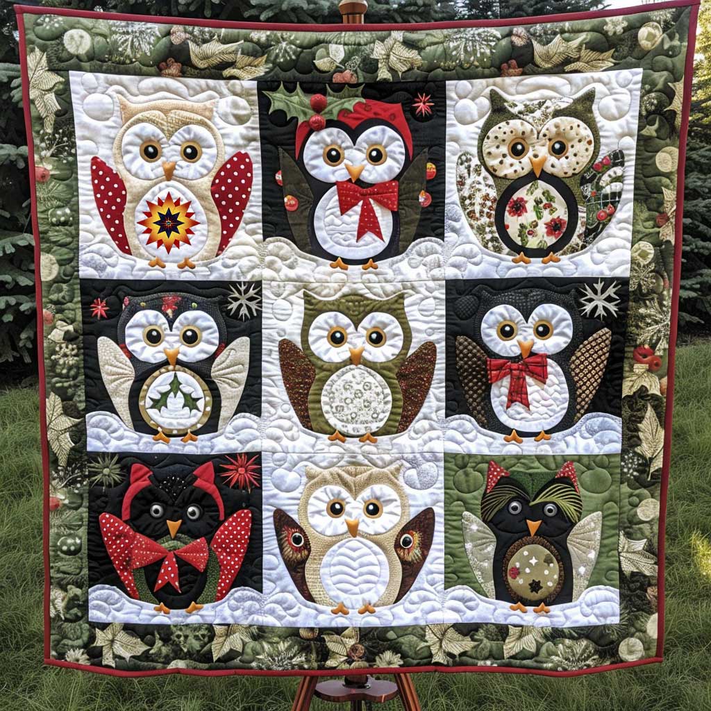 Adorable Owl Christmas Gift Quilt Blanket
