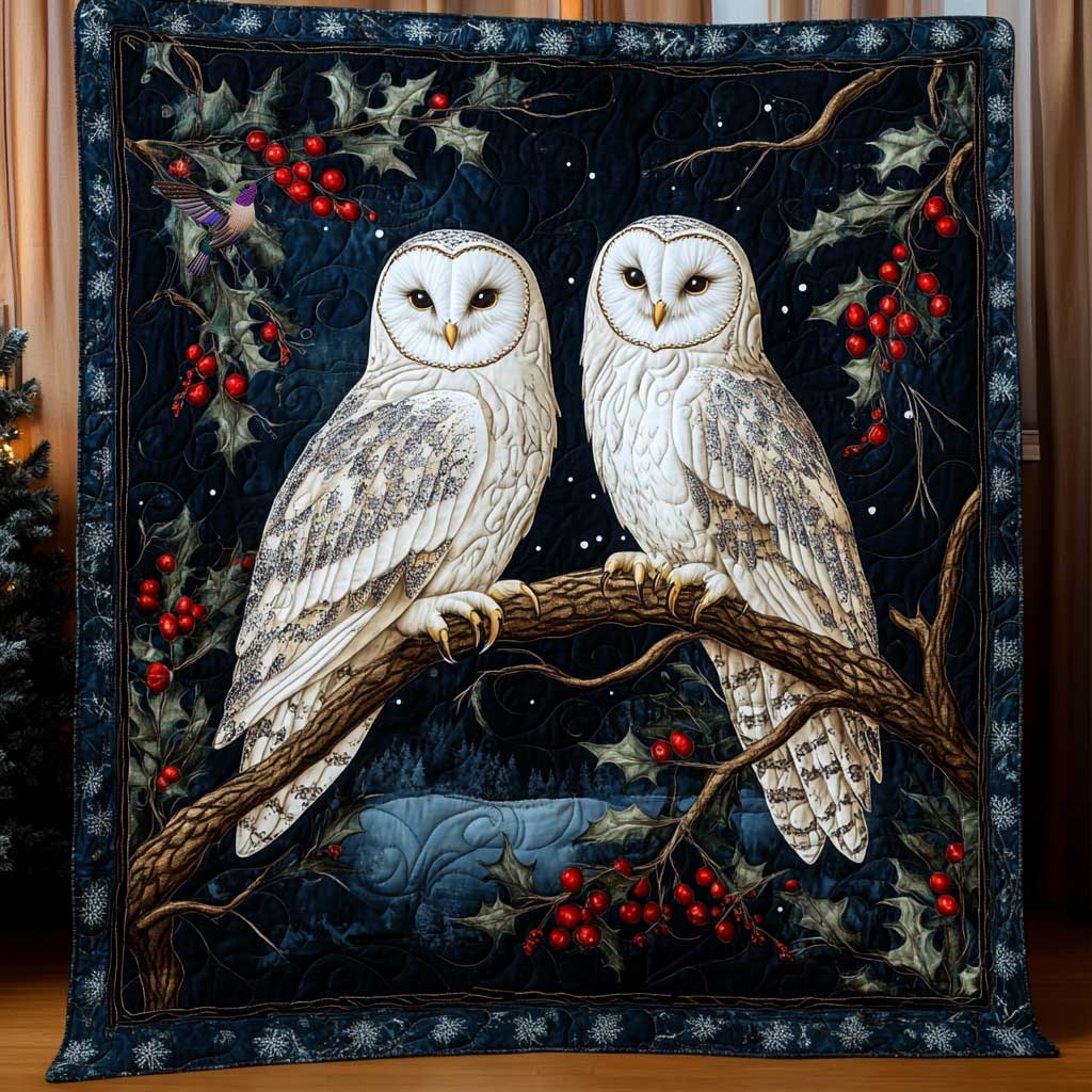Christmas Eve Owl Quilt Blanket