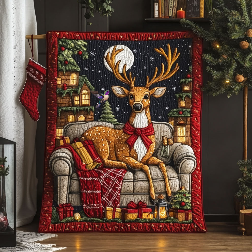 Christmas Deer Rustic Comfort Quilt Blanket