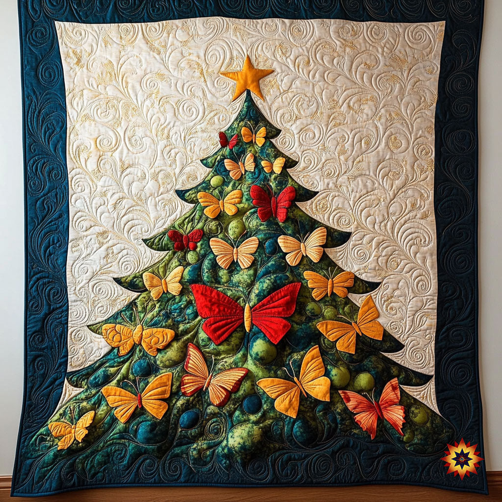 Christmas Butterfly Holiday Cheer Quilt Blanket