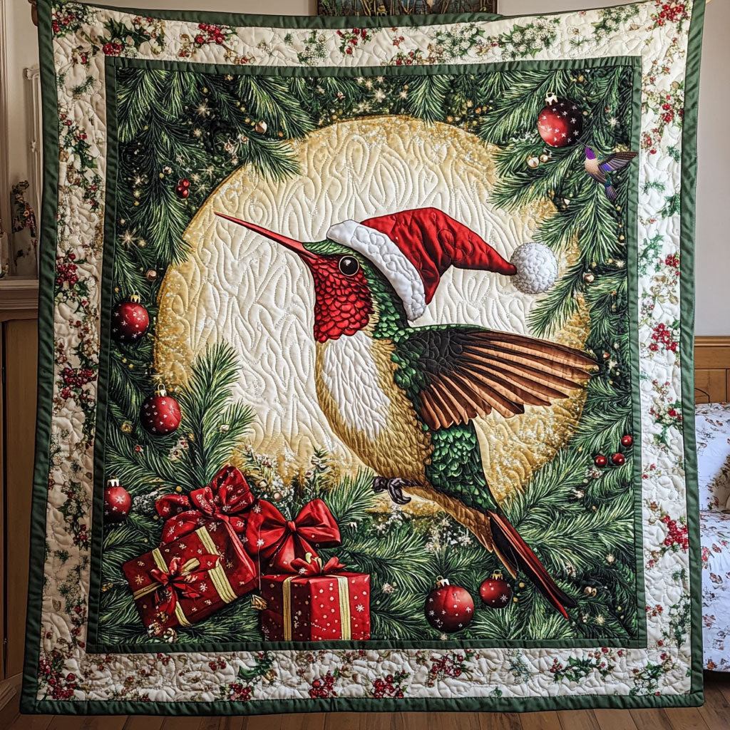 Christmas Hummingbird Winter Wonderland Quilt Blanket