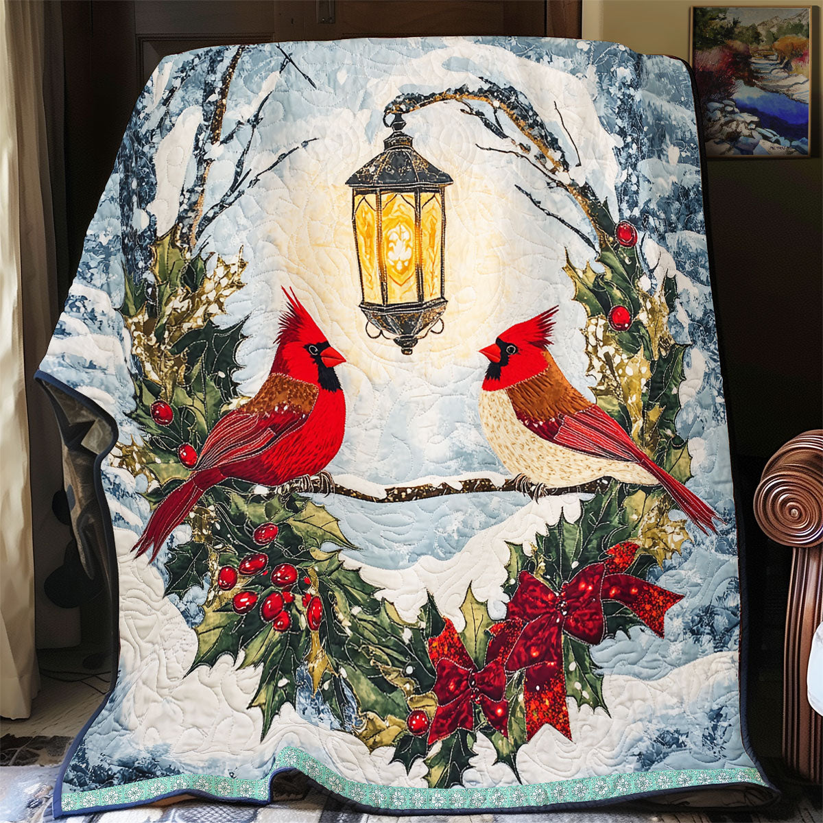 Cardinal Christmas Quilt Blanket