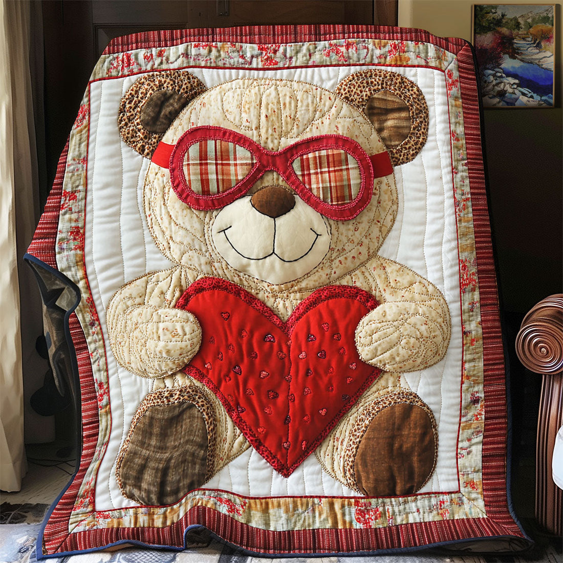 Valentine Teddy Bear Quiet Moments Quilt Blanket