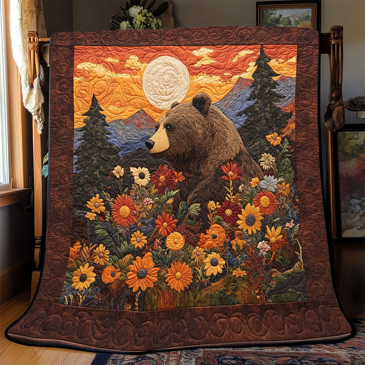 Bear Flower Quilt Blanket