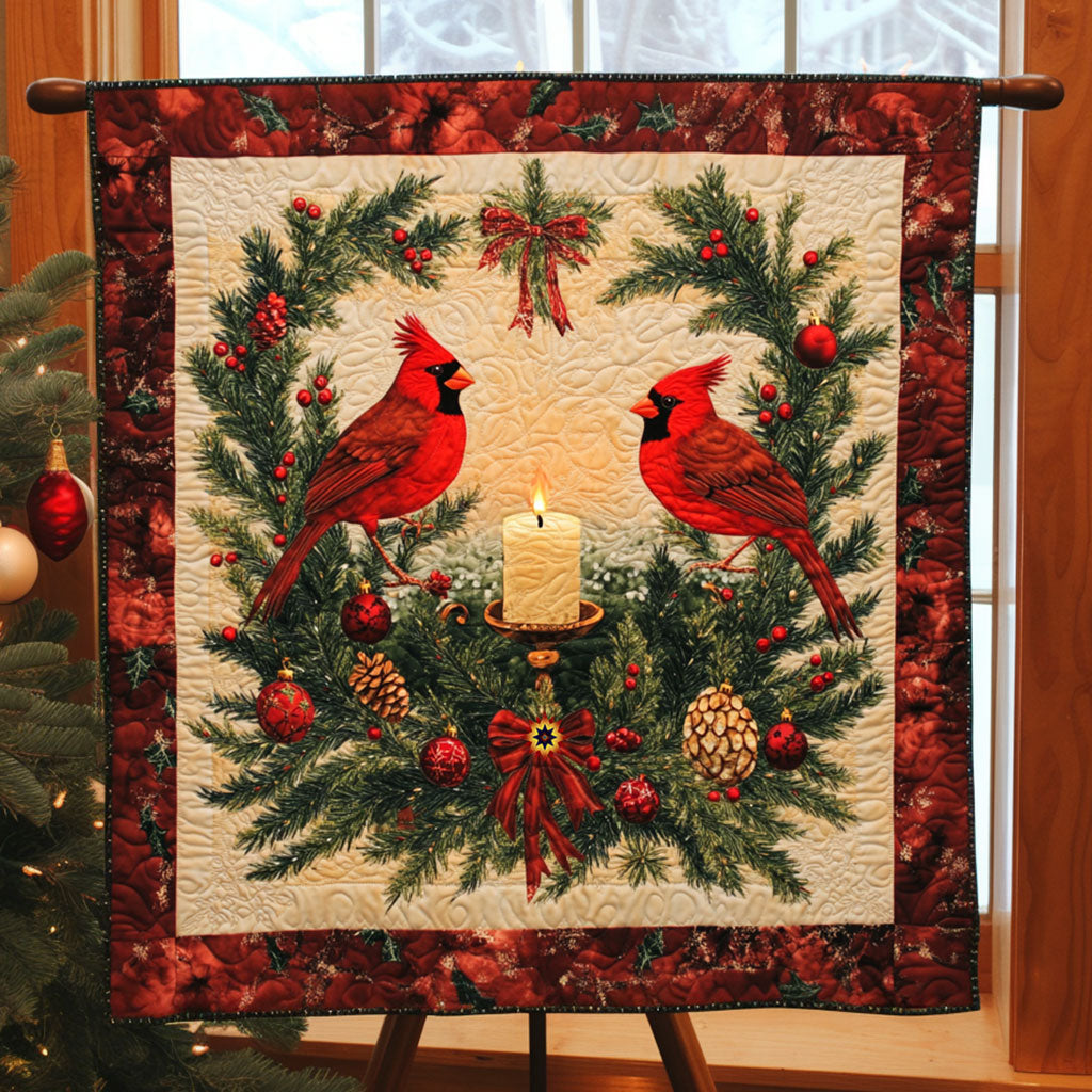 Christmas Cardinal Bird Merry Moments Quilt Blanket
