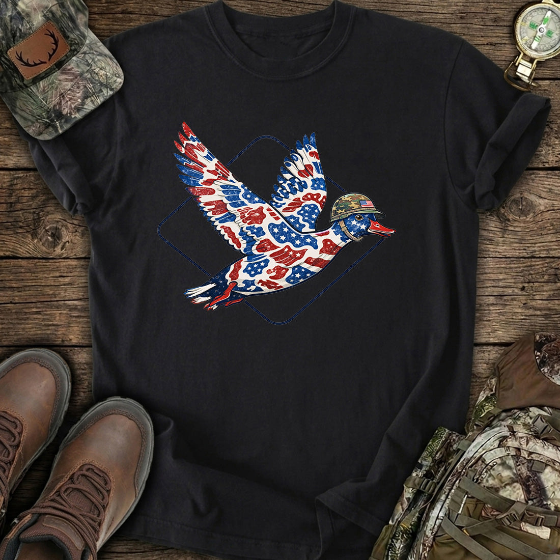 Patriotic Duck Hunting USA T-Shirt